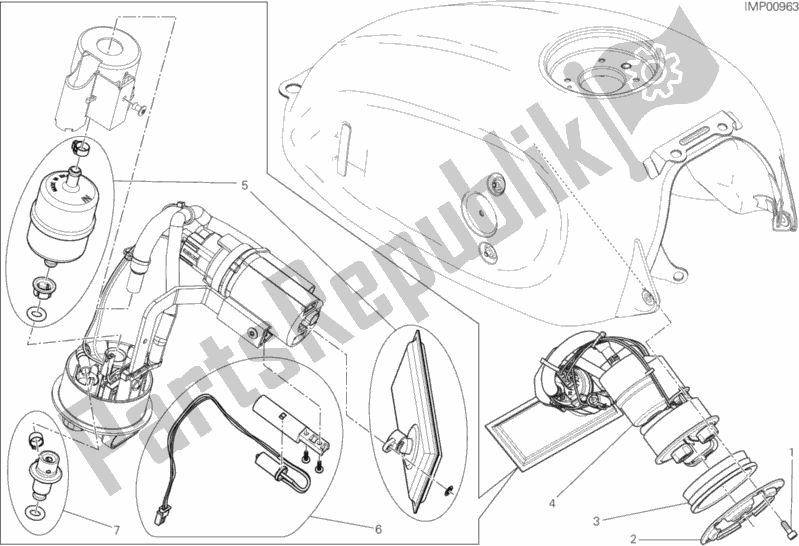 All parts for the Fuel Pump of the Ducati Scrambler Urban Enduro Thailand USA 803 2015